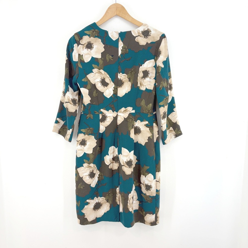 Banana Republic Petite 6P Teal Floral Shift Dress Garden Party Romantic Wedding - Picture 4 of 9